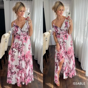 Długa sukienka CELINE w kwiaty 