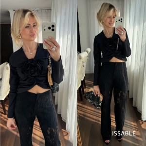 Krótka bluzka prążek ROSE z krótszym przodem czarna