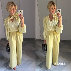 Eleganckie spodnie prosta nogawka EMMA limonkowe