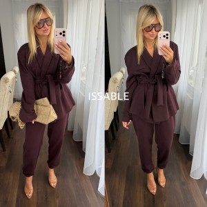 Garnitur bawełniany PLUM z joggerami śliwkowy