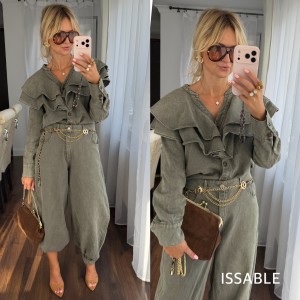 Komplet OLIWIA oliwkowy jeans