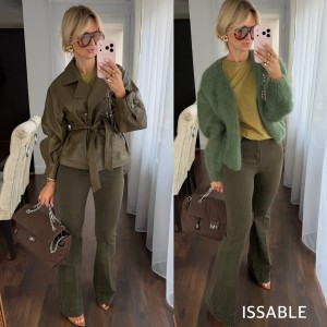 Spodnie jeans dzwony khaki