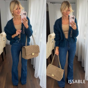 Spodnie jeansowe dzwony ciemny jeans