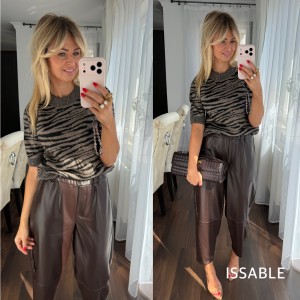 Sweter damski z krótkim rękawem zebra