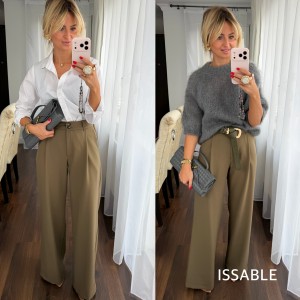 Eleganckie spodnie prosta nogawka moro